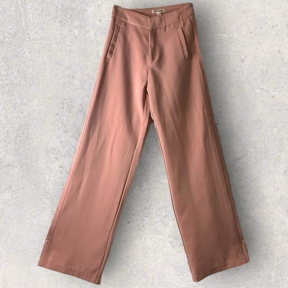 Wild Honey Pants - Wild Honey Mauve Trouser Tailored Pant High Waist Wide Leg‎ Office Stretch SZ S